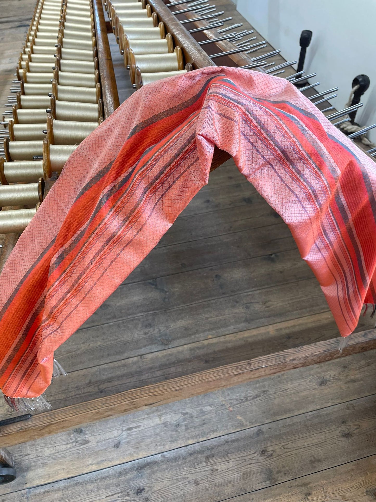 Woven Warning Scarf - Coral